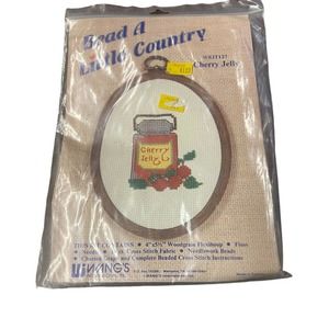 VTG Wang’s Counted Cross Stitch Kit Cherry Jelly #WKIT127 Bead A Little Country